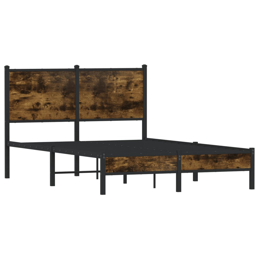 Bedframe met hoofdbord metaal gerookt eikenkleurig 120x200 cm