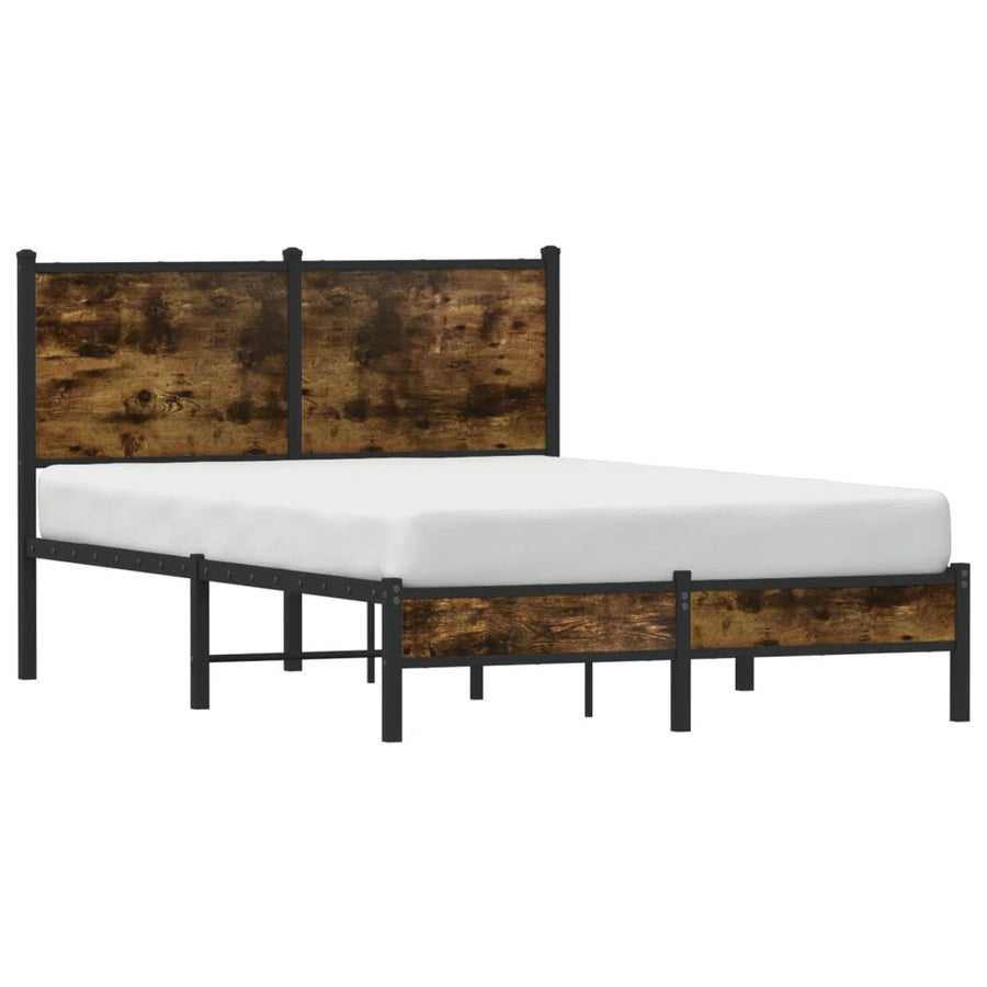 Bedframe met hoofdbord metaal gerookt eikenkleurig 120x200 cm