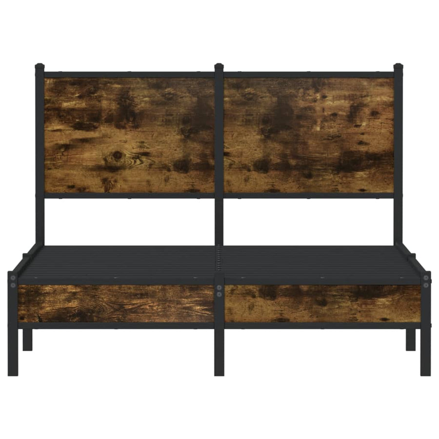 Bedframe met hoofdbord metaal gerookt eikenkleurig 120x200 cm