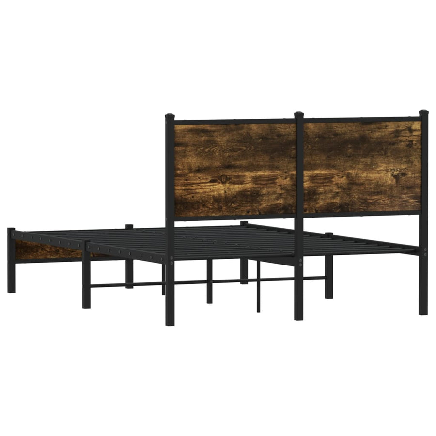 Bedframe met hoofdbord metaal gerookt eikenkleurig 120x200 cm