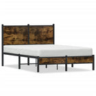 Bed frame without mattress smoked oak metal 120x200 cm