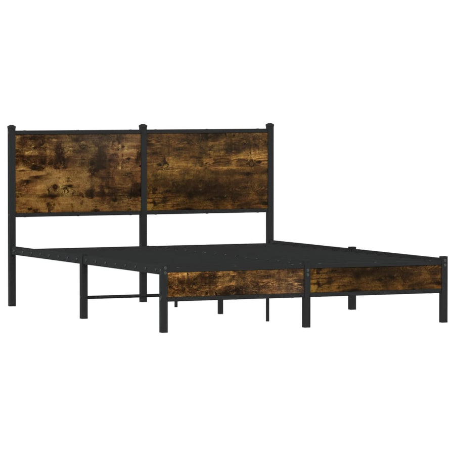Bedframe met hoofdbord metaal gerookt eikenkleurig 137x190 cm