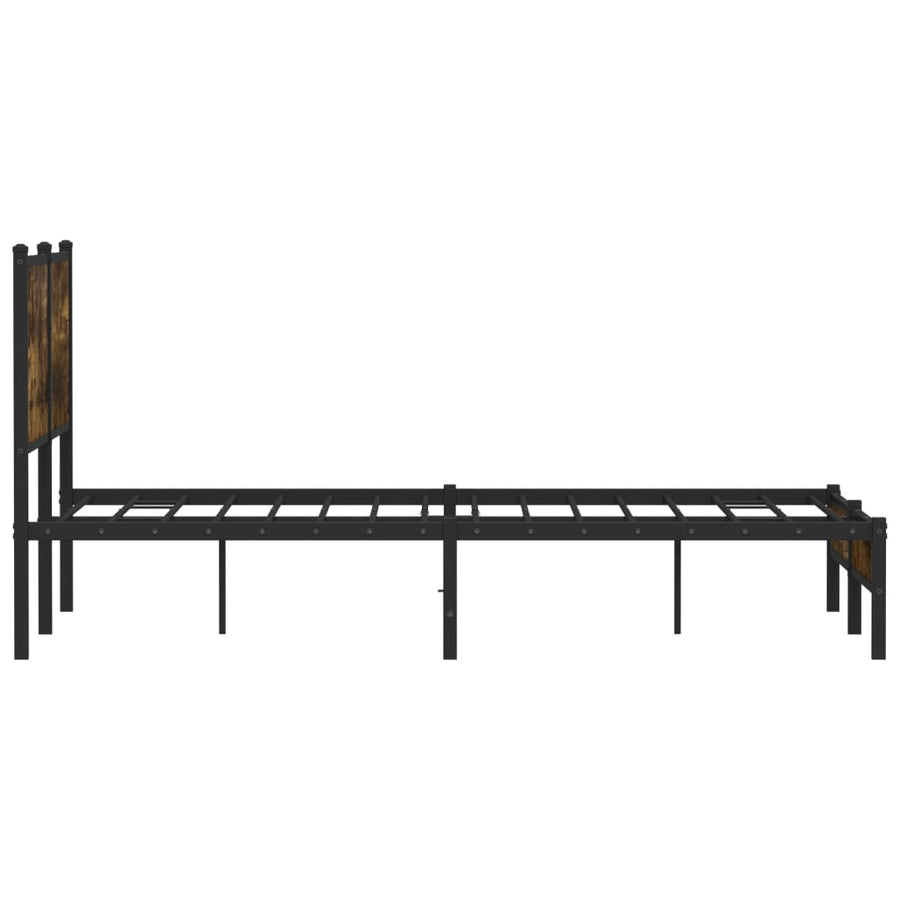 Bedframe met hoofdbord metaal gerookt eikenkleurig 137x190 cm