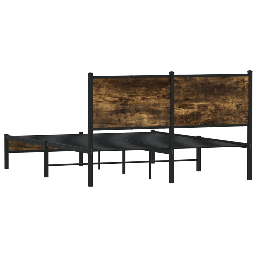Bedframe met hoofdbord metaal gerookt eikenkleurig 137x190 cm
