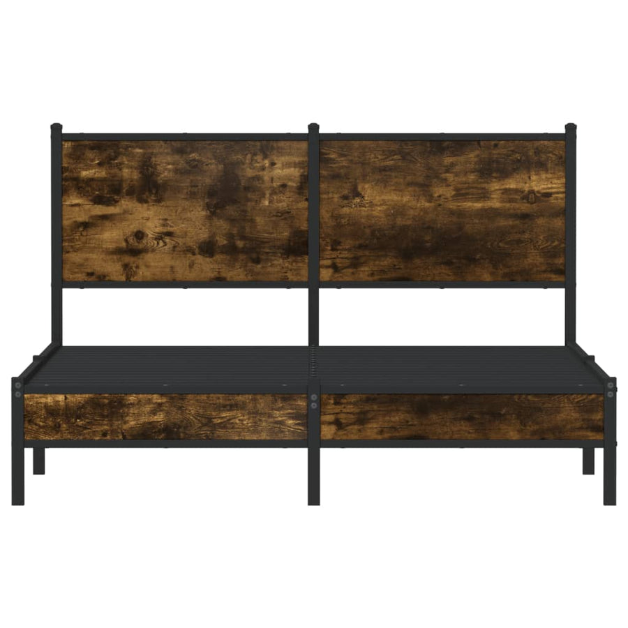 Bedframe met hoofdbord metaal gerookt eikenkleurig 150x200 cm