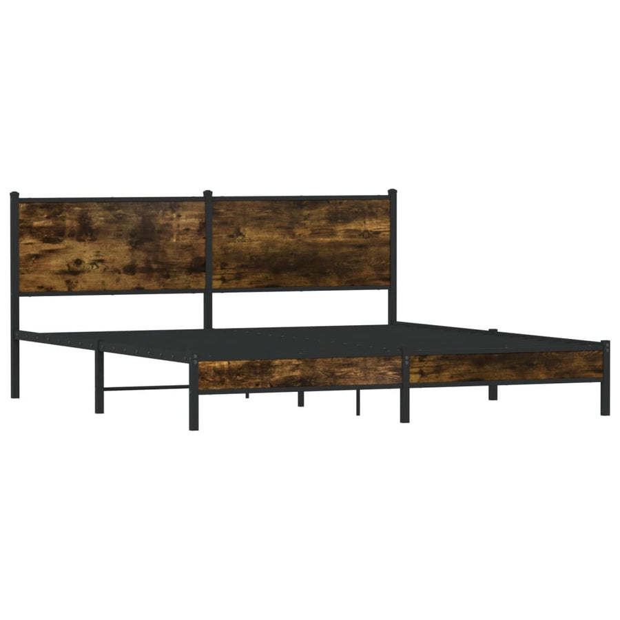 Bedframe met hoofdbord metaal gerookt eikenkleurig 160x200 cm