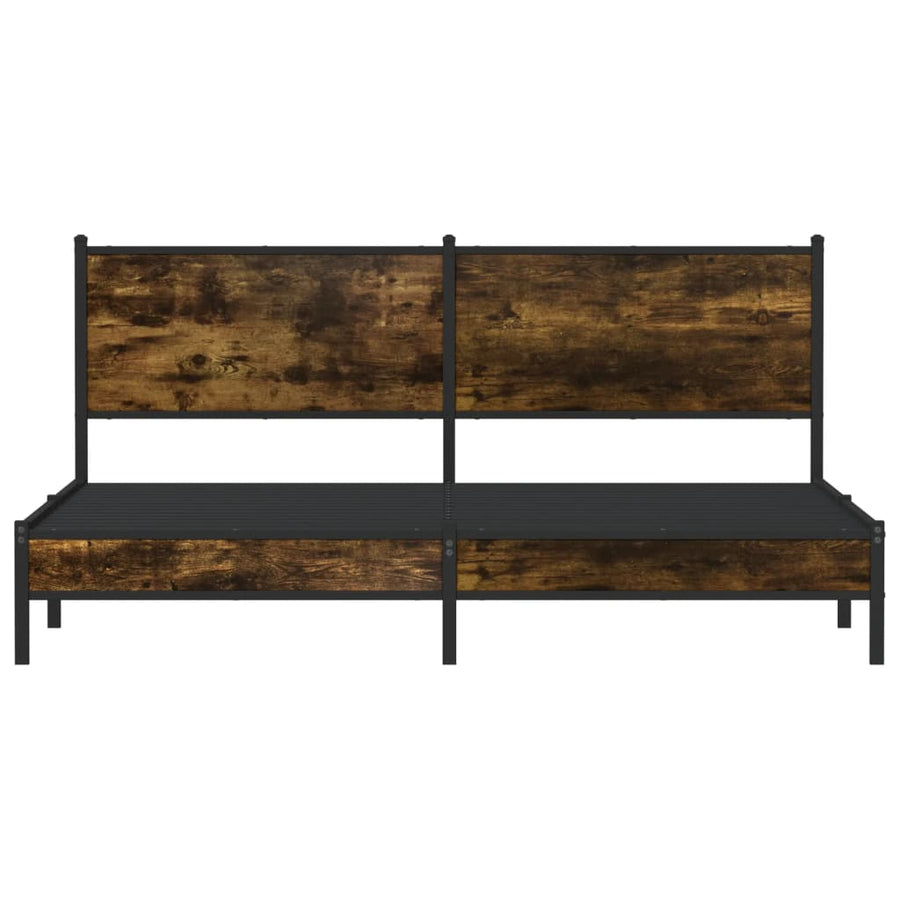 Bedframe met hoofdbord metaal gerookt eikenkleurig 160x200 cm