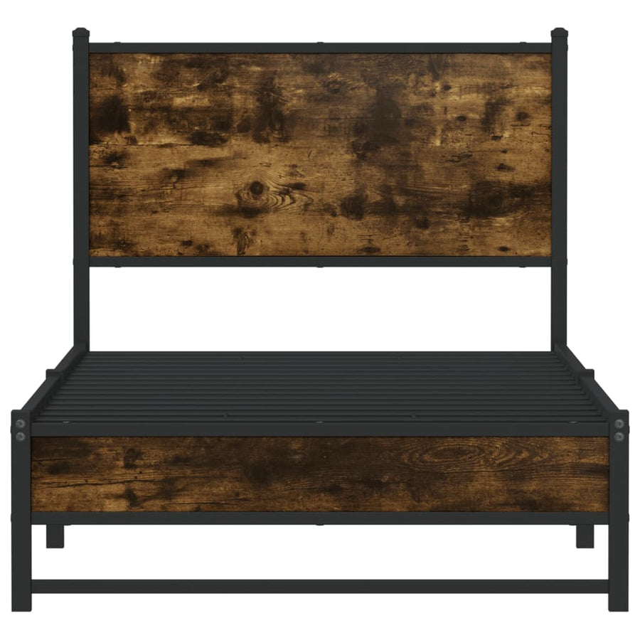 Bedframe met hoofdbord metaal gerookt eikenkleurig 90x190 cm
