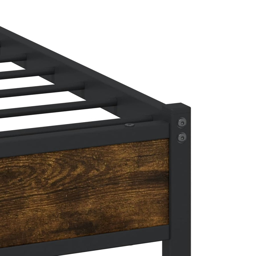 Bedframe met hoofdbord metaal gerookt eikenkleurig 90x190 cm