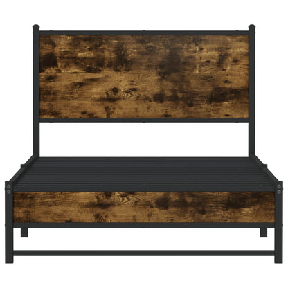 Bedframe met hoofdbord metaal gerookt eikenkleurig 100x190 cm