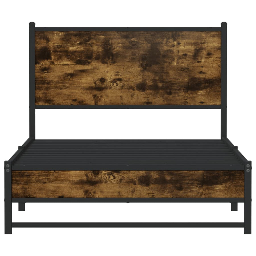 Bedframe met hoofdbord metaal gerookt eikenkleurig 100x190 cm