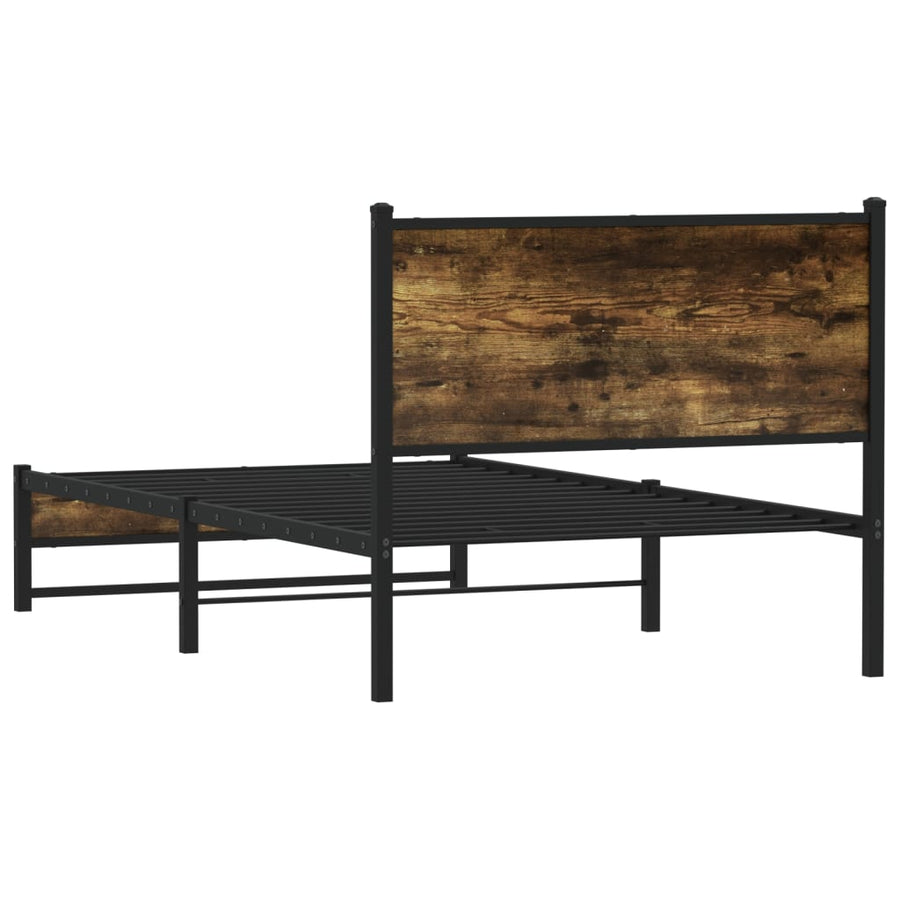 Bedframe met hoofdbord metaal gerookt eikenkleurig 100x190 cm