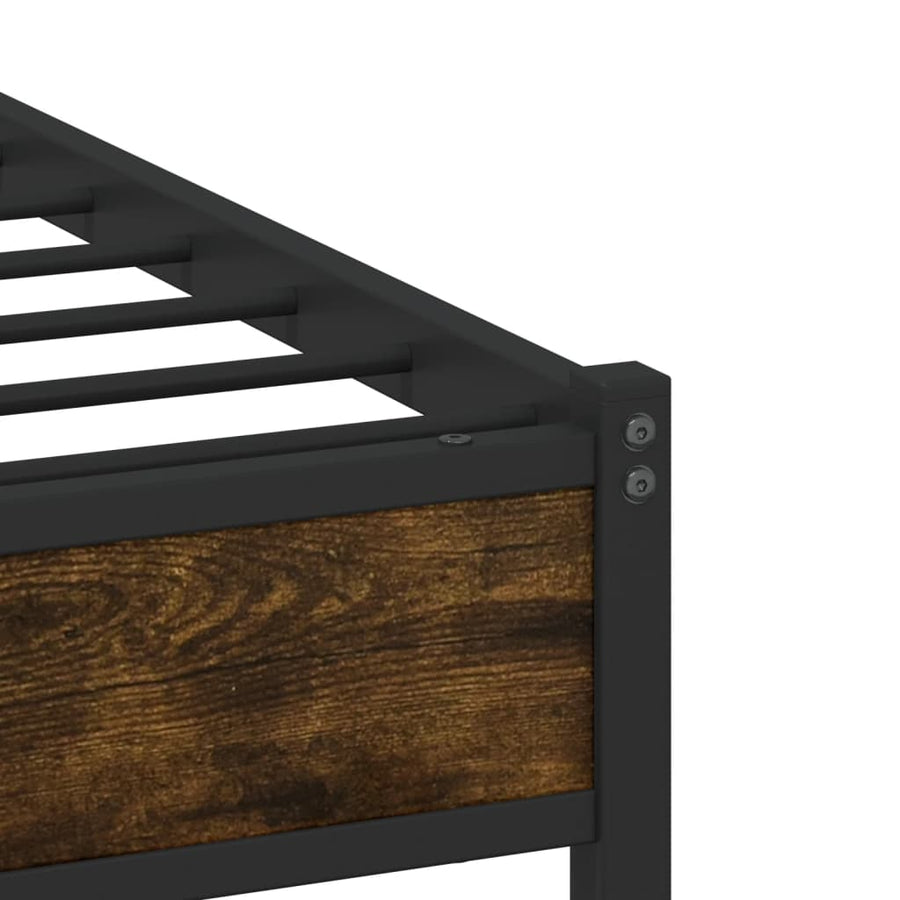Bedframe met hoofdbord metaal gerookt eikenkleurig 100x190 cm