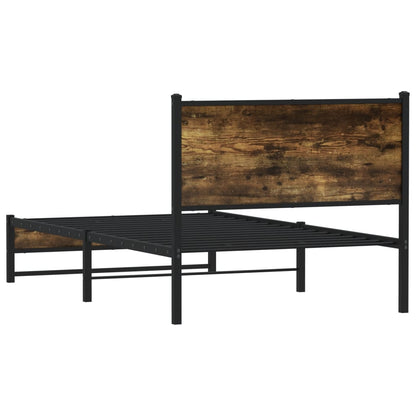 Bedframe met hoofdbord metaal gerookt eikenkleurig 100x200 cm
