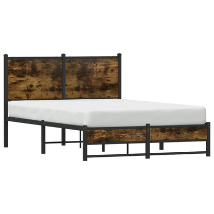 Bedframe met hoofdbord metaal gerookt eikenkleurig 120x190 cm