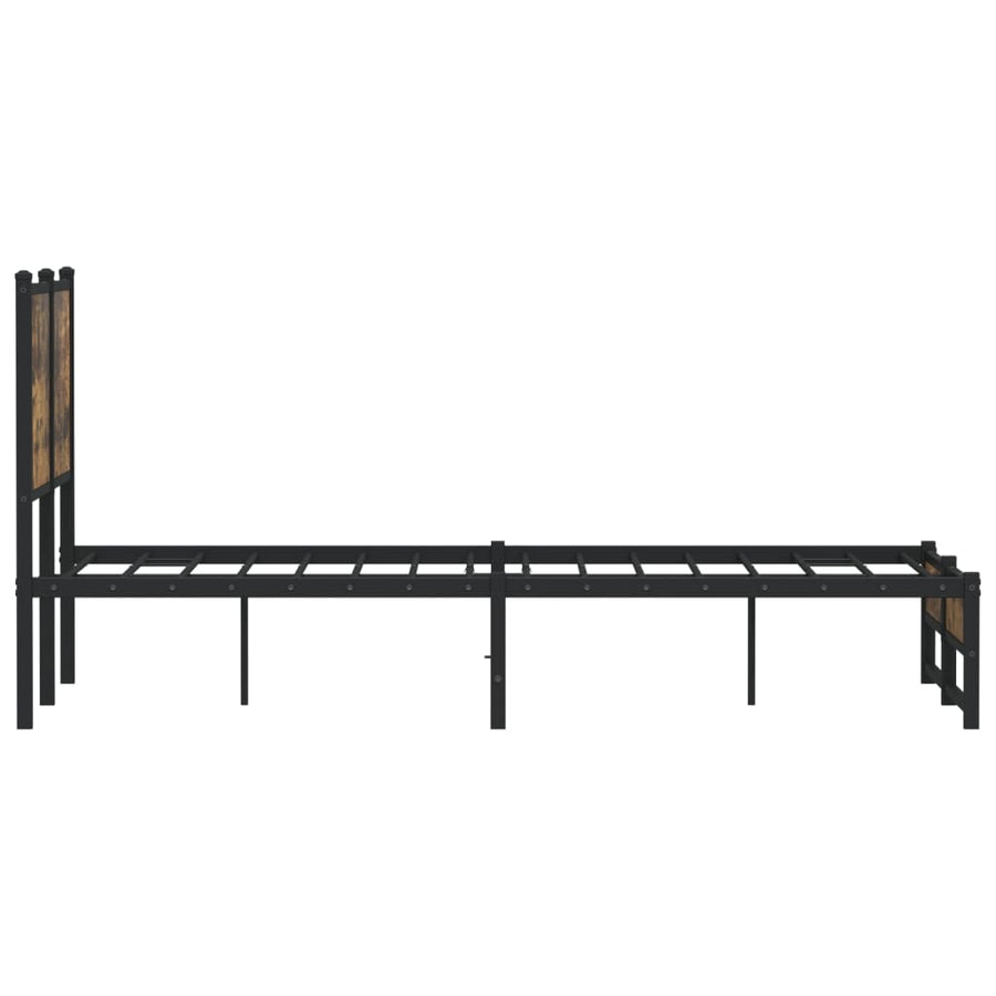Bedframe met hoofdbord metaal gerookt eikenkleurig 120x190 cm