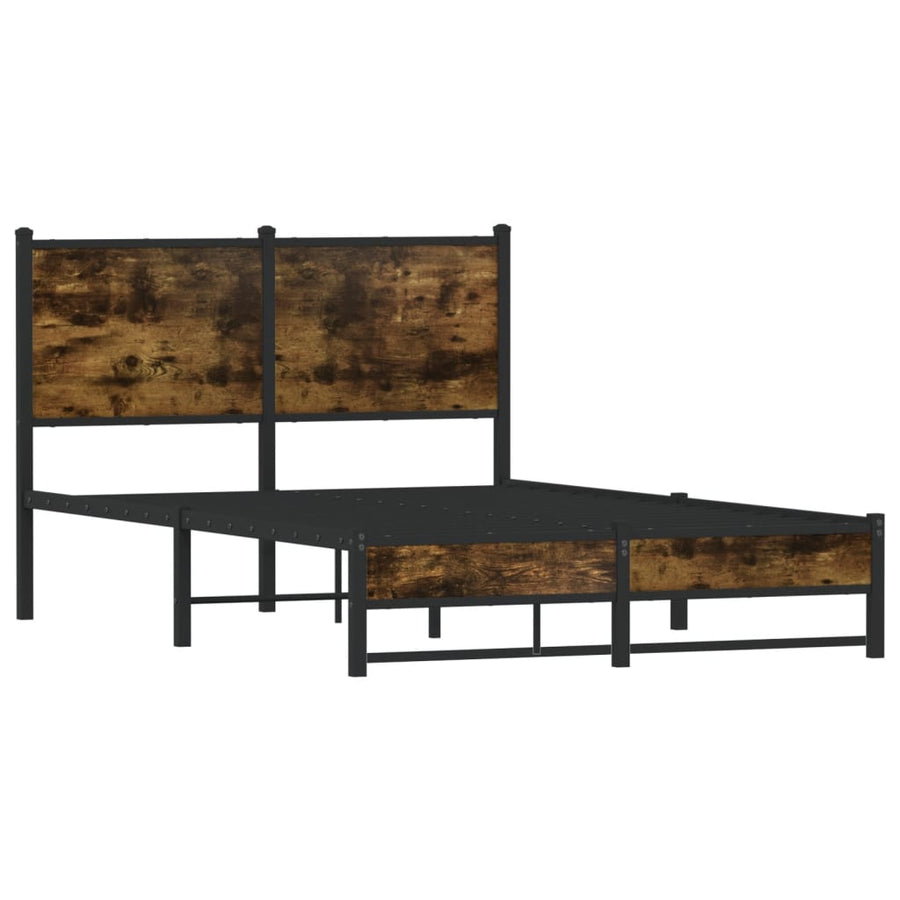 Bedframe met hoofdbord metaal gerookt eikenkleurig 120x200 cm