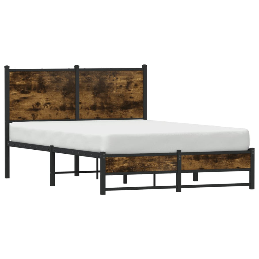 Bedframe met hoofdbord metaal gerookt eikenkleurig 120x200 cm