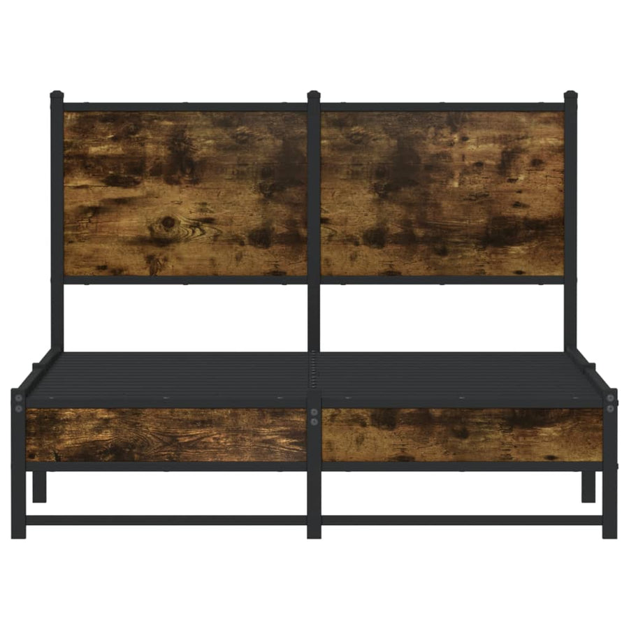 Bedframe met hoofdbord metaal gerookt eikenkleurig 120x200 cm