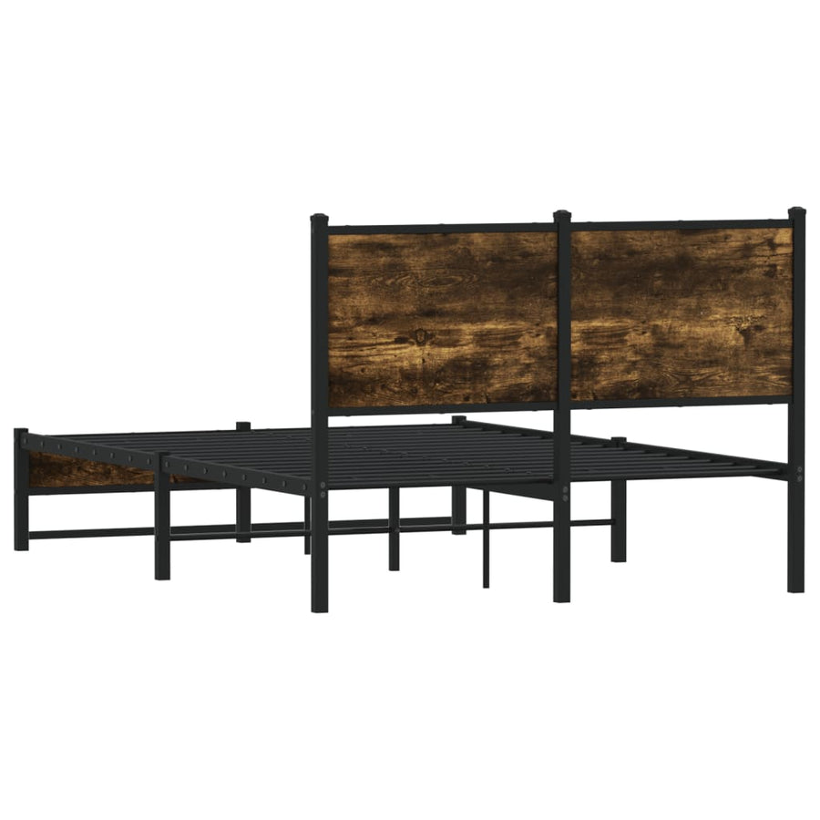 Bedframe met hoofdbord metaal gerookt eikenkleurig 120x200 cm