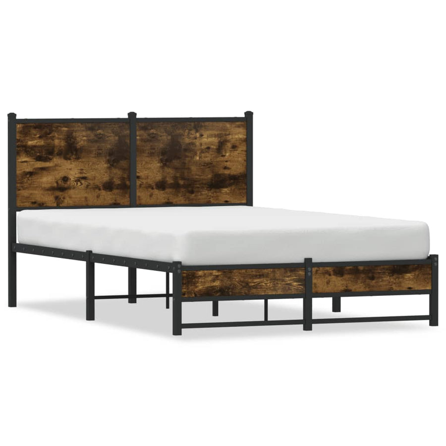 Bedframe met hoofdbord metaal gerookt eikenkleurig 120x200 cm
