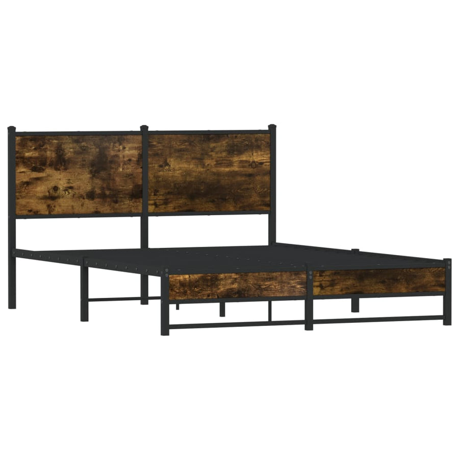 Bedframe met hoofdbord metaal gerookt eikenkleurig 137x190 cm