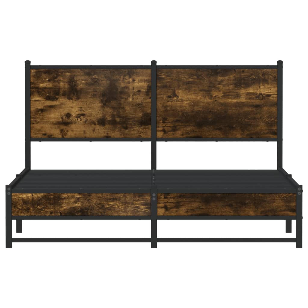 Bedframe met hoofdbord metaal gerookt eikenkleurig 137x190 cm