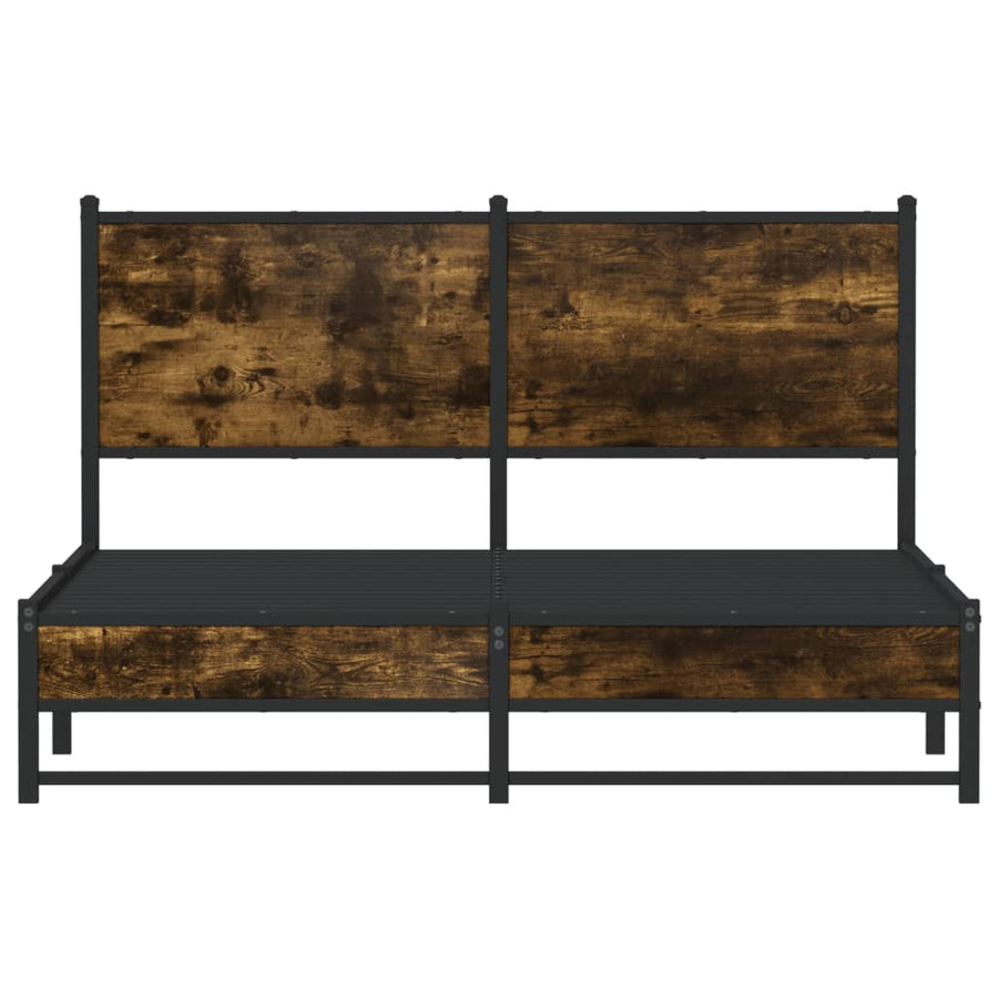 Bedframe met hoofdbord metaal gerookt eikenkleurig 137x190 cm