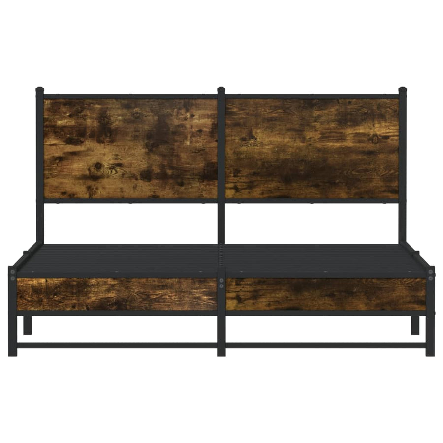 Bedframe met hoofdbord metaal gerookt eikenkleurig 140x190 cm