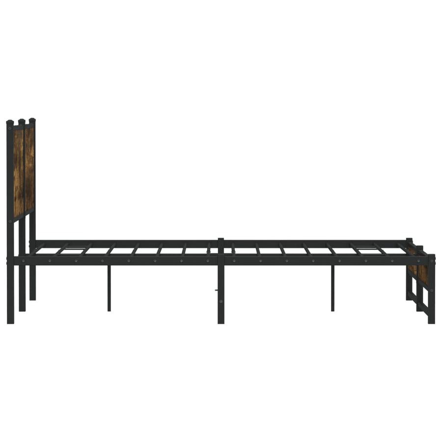 Bedframe met hoofdbord metaal gerookt eikenkleurig 140x190 cm