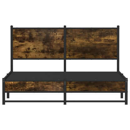 Bedframe Zonder Matras Metaal Kleurig 150 x 200 cm Gerookt eiken