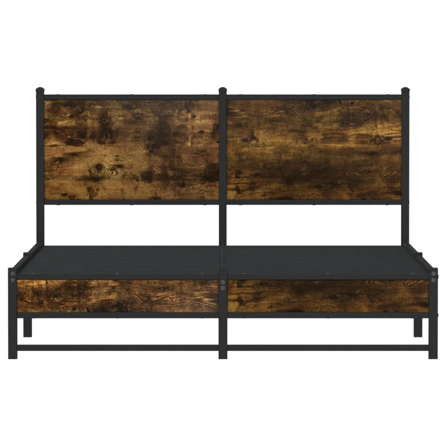 Bedframe Zonder Matras Metaal Kleurig 150 x 200 cm Gerookt eiken