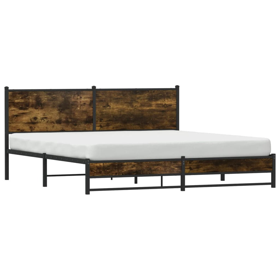 Bedframe Zonder Matras Metaal Kleurig 160 x 200 cm Gerookt eiken