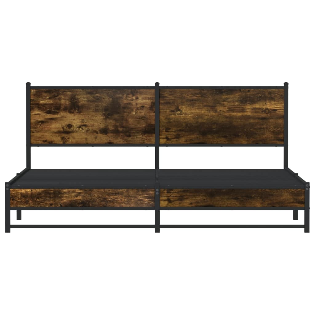 Bedframe Zonder Matras Metaal Kleurig 160 x 200 cm Gerookt eiken