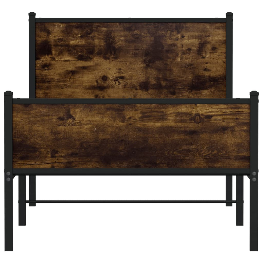 Bedframe met hoofd-en voeteneinde metaal gerookt eiken 80x200cm