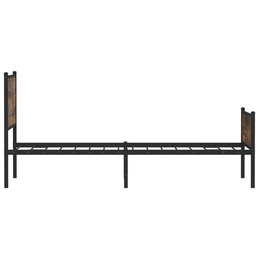 Bedframe hoofd- en voeteneinde metaal gerookt eiken 100x200 cm