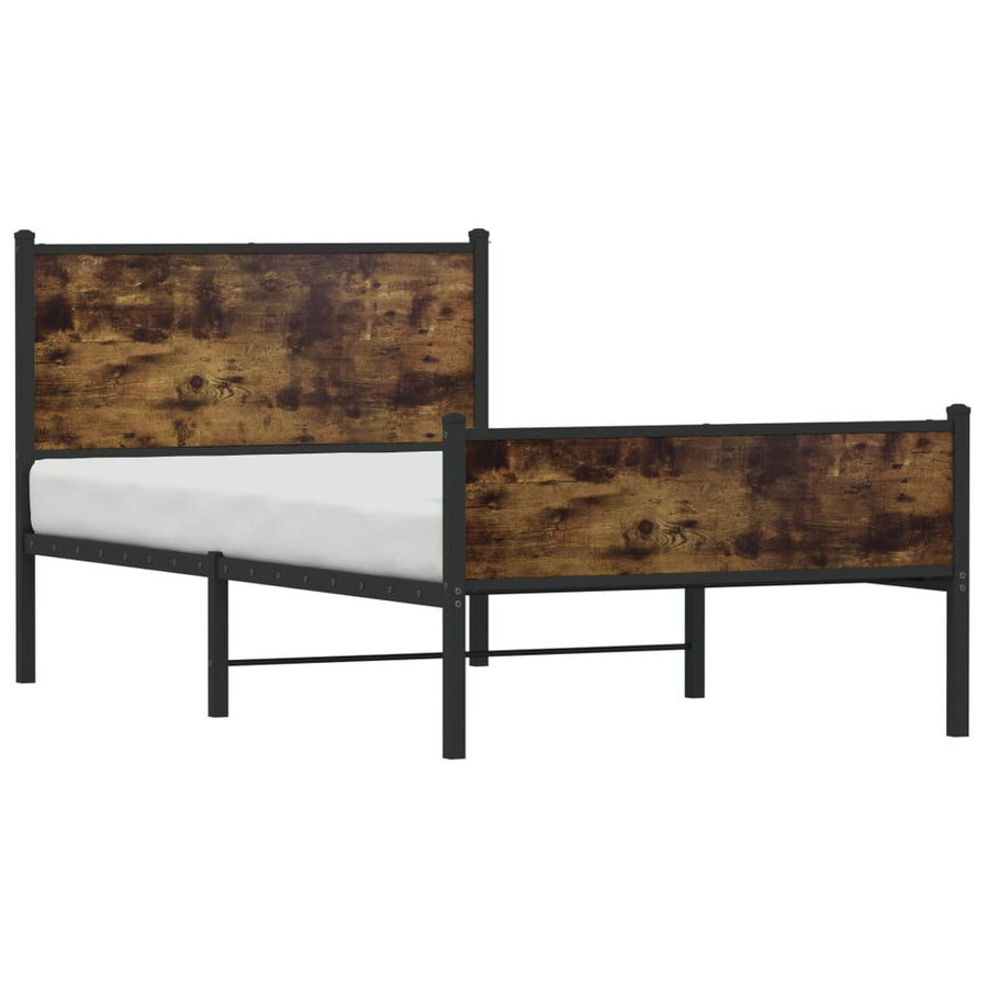 Bedframe hoofd- en voeteneinde metaal gerookt eiken 107x203 cm