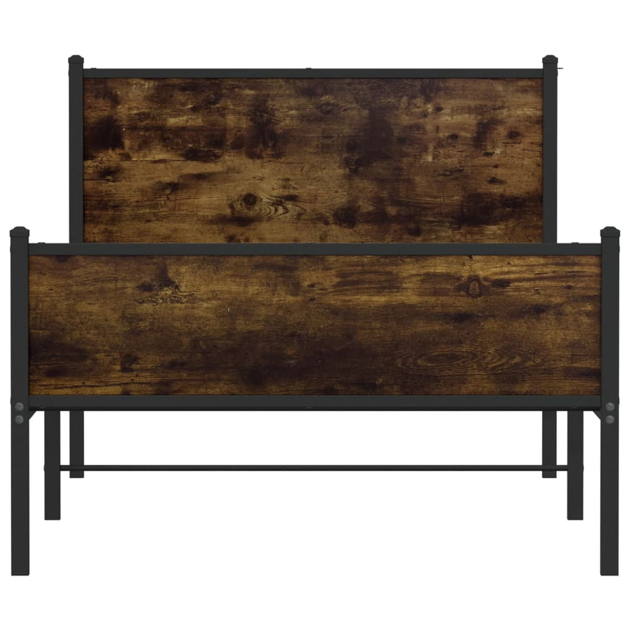 Bedframe hoofd- en voeteneinde metaal gerookt eiken 107x203 cm