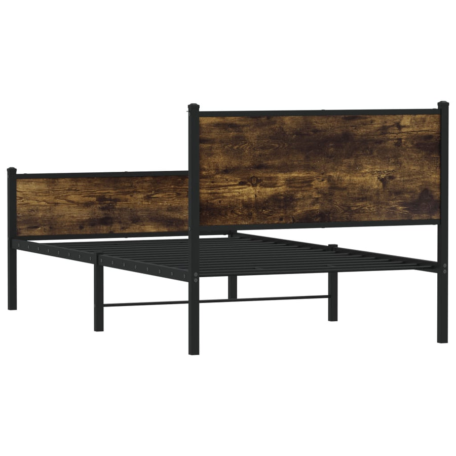 Bedframe hoofd- en voeteneinde metaal gerookt eiken 107x203 cm
