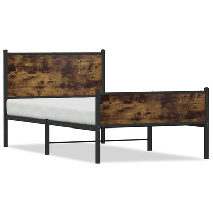 Bedframe hoofd- en voeteneinde metaal gerookt eiken 107x203 cm