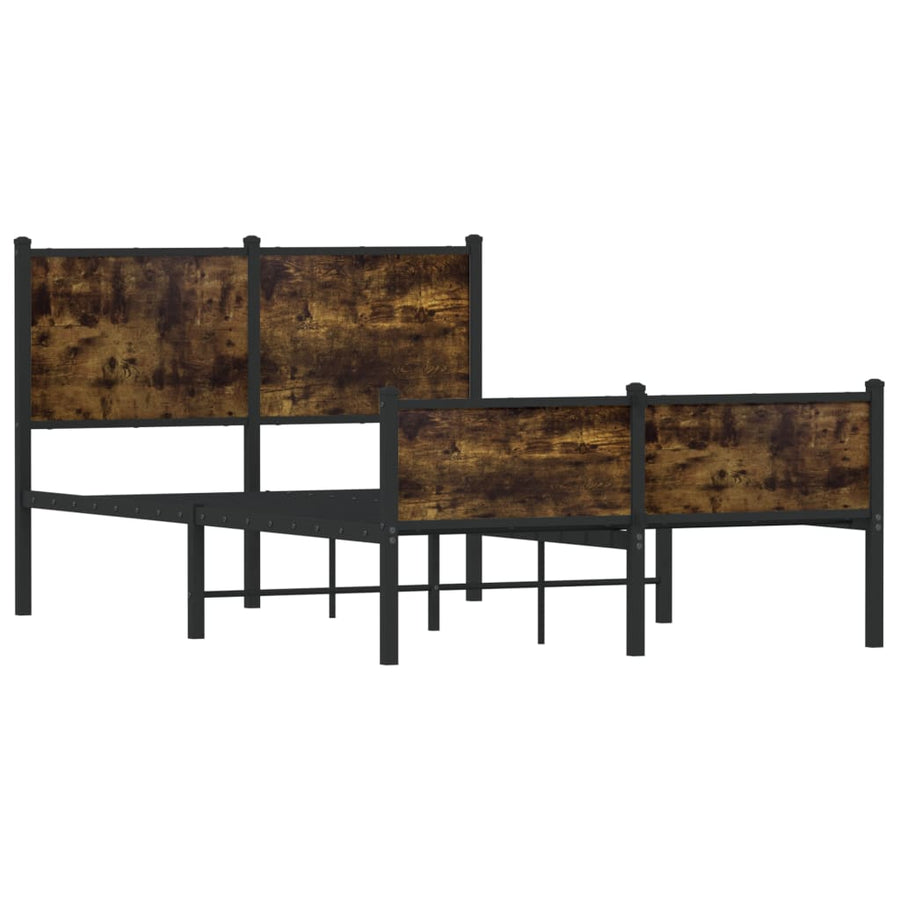 Bedframe hoofd- en voeteneinde metaal gerookt eiken 120x190 cm