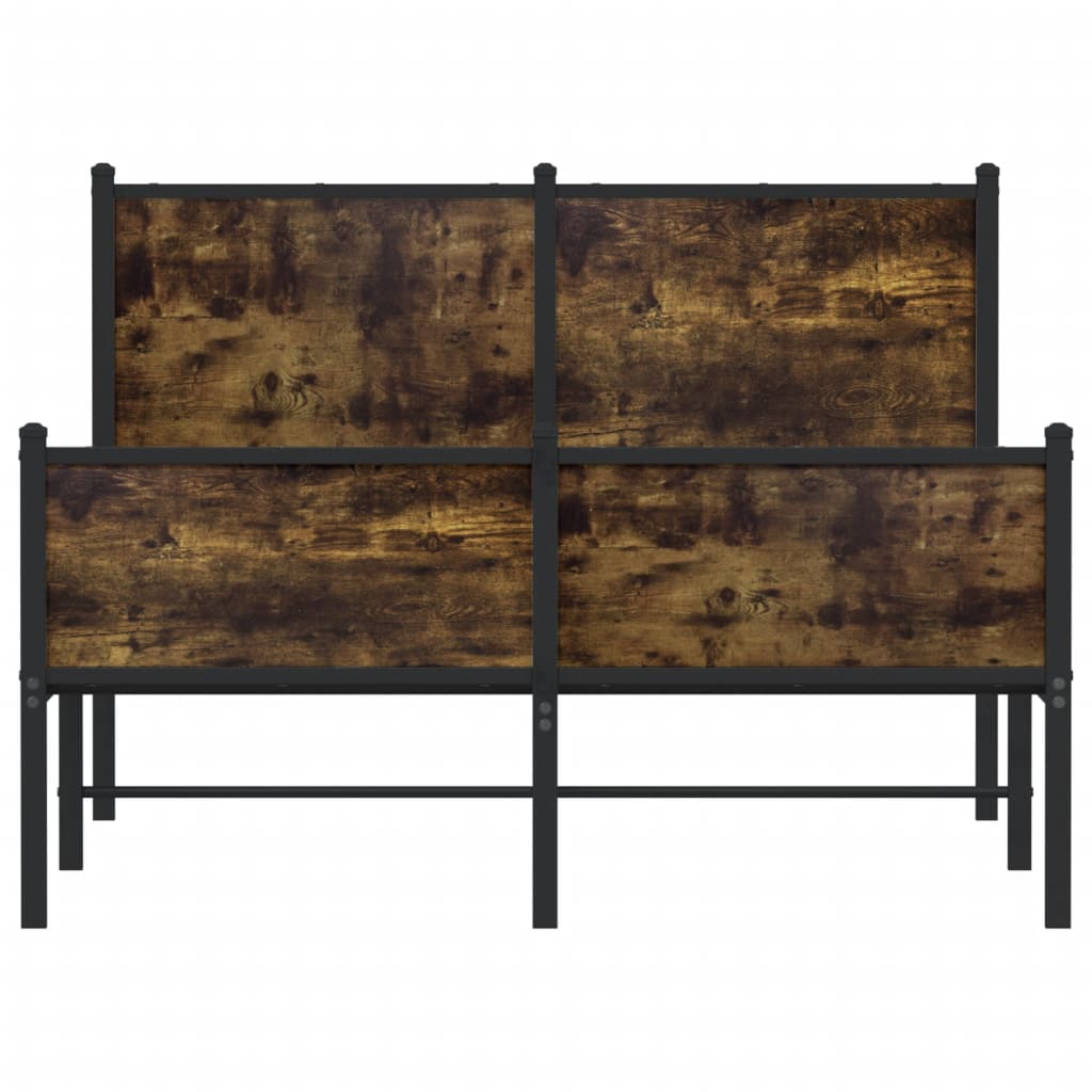 Bedframe hoofd- en voeteneinde metaal gerookt eiken 120x190 cm