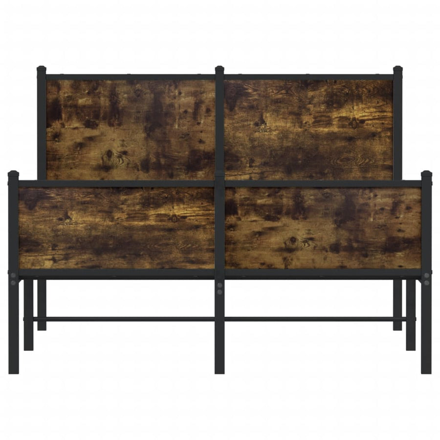 Bedframe hoofd- en voeteneinde metaal gerookt eiken 120x190 cm