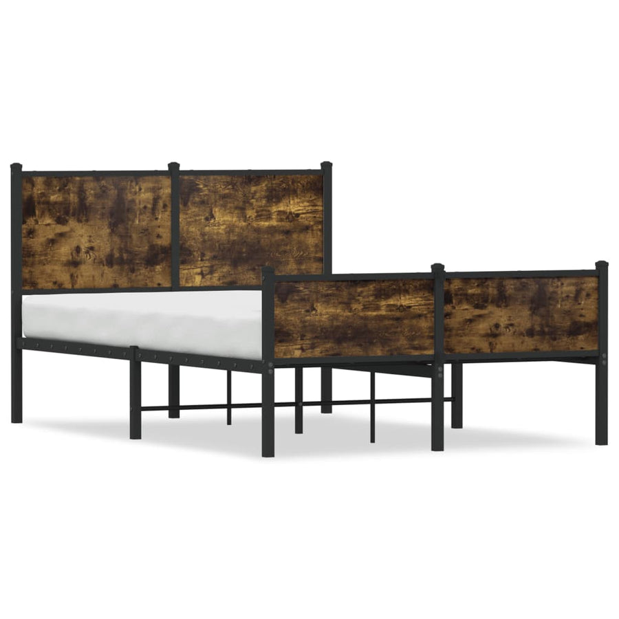 Bedframe hoofd- en voeteneinde metaal gerookt eiken 120x190 cm