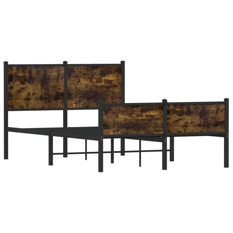 Bedframe hoofd- en voeteneinde metaal gerookt eiken 120x200 cm