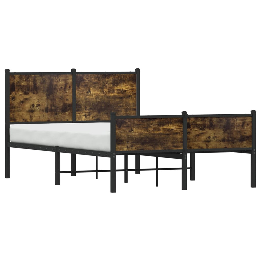 Bedframe hoofd- en voeteneinde metaal gerookt eiken 120x200 cm