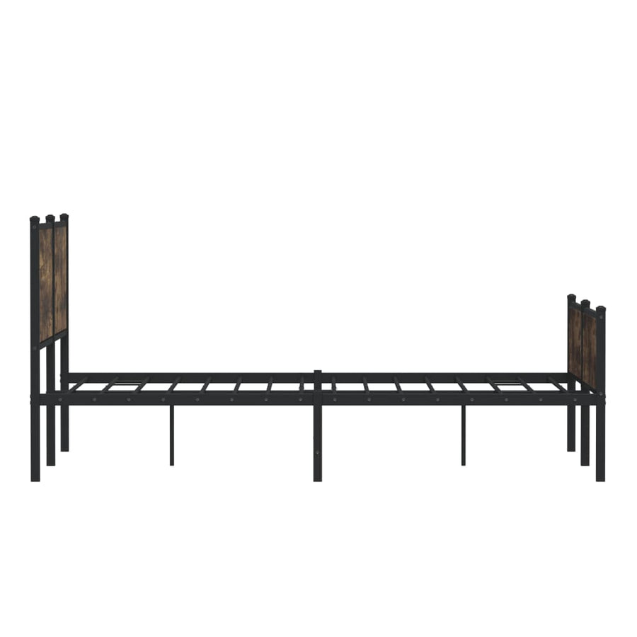Bedframe hoofd- en voeteneinde metaal gerookt eiken 137x190 cm