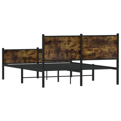 Bedframe hoofd- en voeteneinde metaal gerookt eiken 137x190 cm