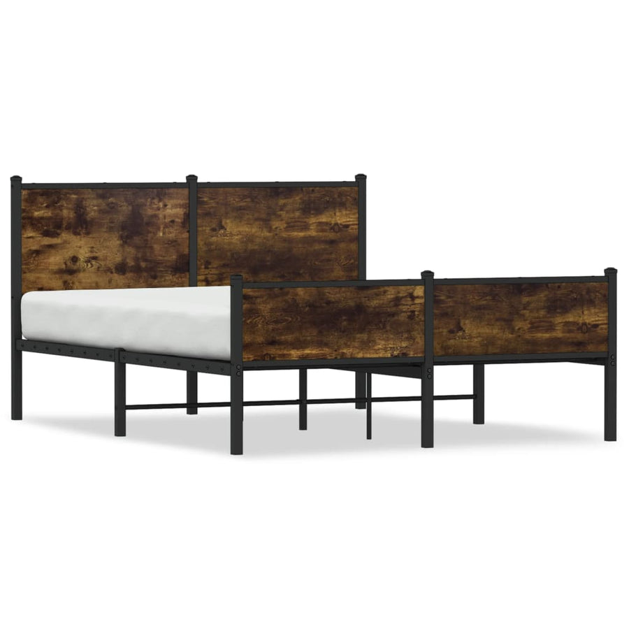 Bedframe hoofd- en voeteneinde metaal gerookt eiken 137x190 cm