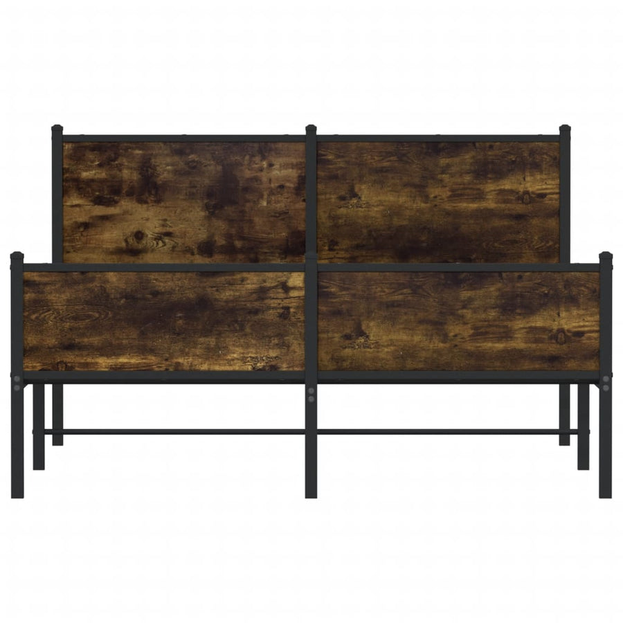 Bedframe hoofd- en voeteneinde metaal gerookt eiken 140x190 cm
